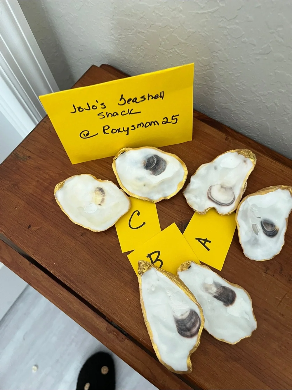 Pair of White Oyster Shell Trinket Dishes with Gold Edging Great for Crafting